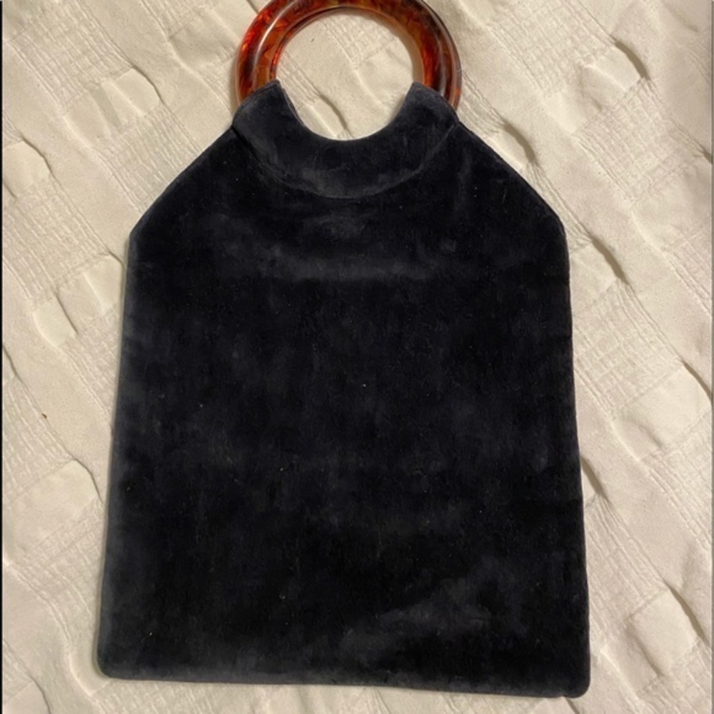 NWOT Anthropologie Lucite Handle Velvet Clutch